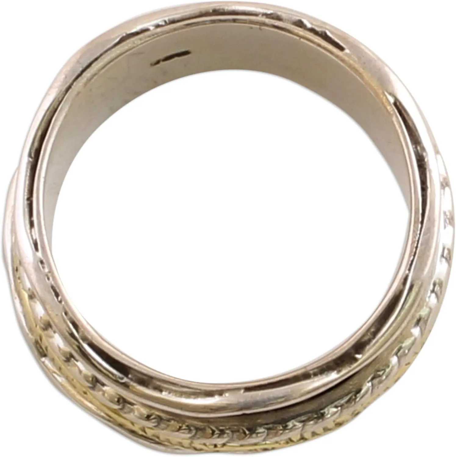 NOVICA Artisan Handcrafted .925 Sterling Silver Meditation Spinner Ring Brass Indian 'Spinning Grace'
