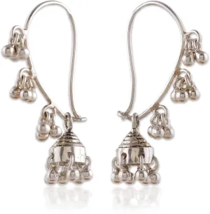 NOVICA Artisan Handcrafted Sterling Silver Jhumka Earrings - Filigree Chandelier Design