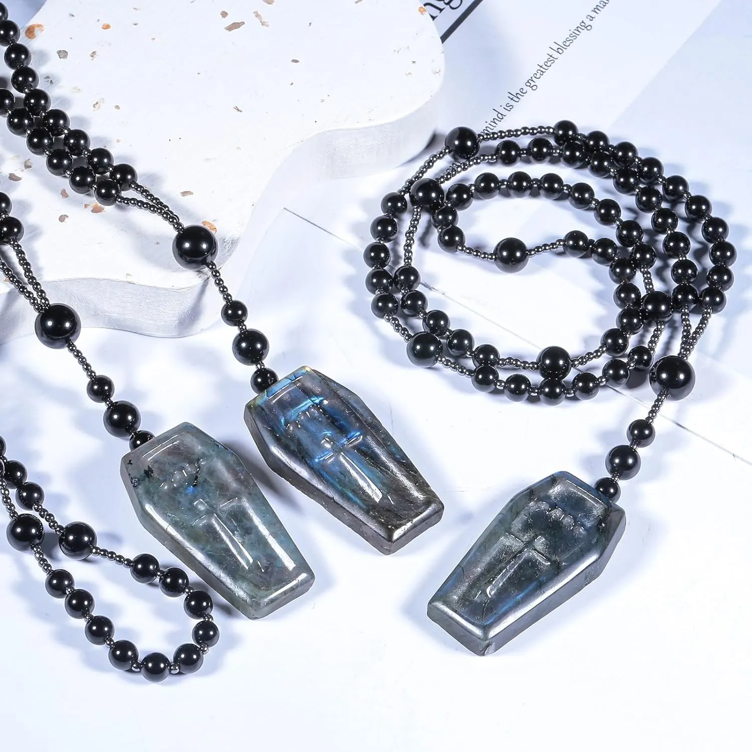 Nupuyai Natural Labradorite Pendant for Women and Men, Handcrafted Crystal Stone Necklace for Reiki Healing