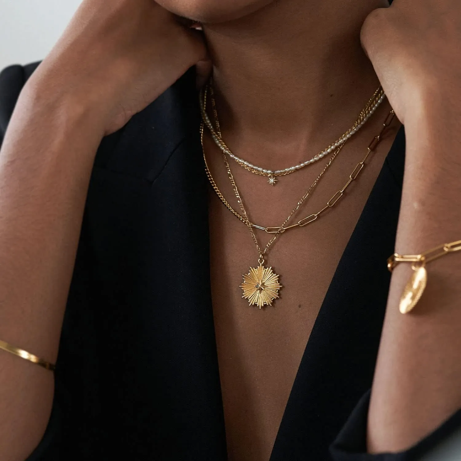 OAK&LUNA - Gold Vermeil Designer Medallion Necklace