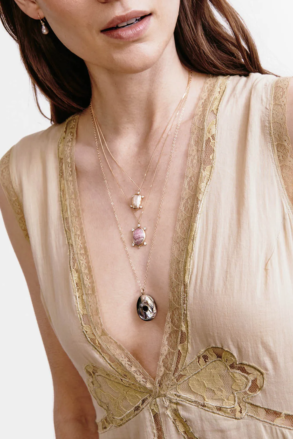 Oasis Abalone Necklace in Yellow Gold