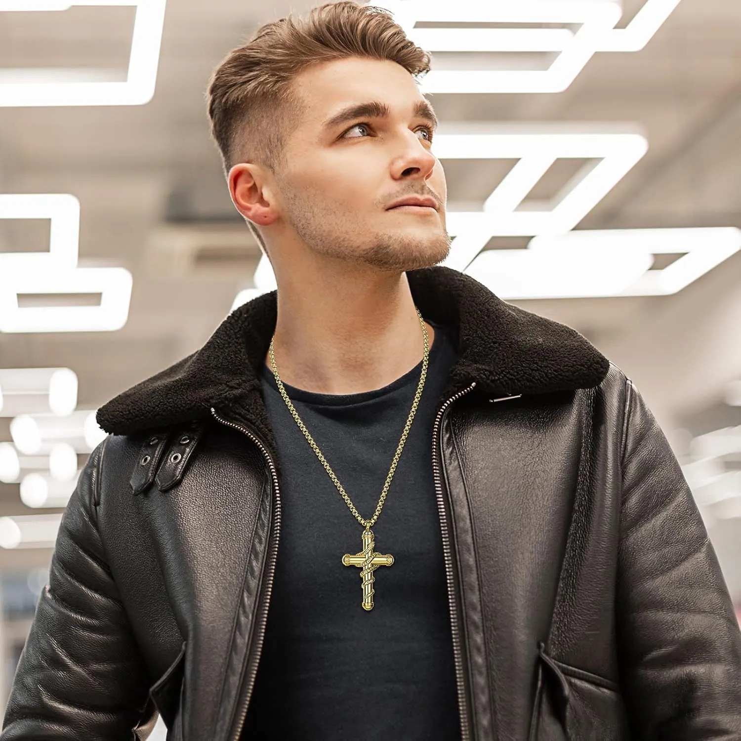 OIDEA Snake Cross Urn Necklaces for Ashes: Men Women Openable Stash Necklace with Spoon Ashes Necklace Memorial Keepsake Cremation Jewelry for Human Ashes