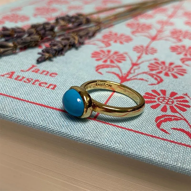 OLD DESIGN Jane Austen's Ring Replica - Turquoise and Gold-Plated Silver | Exclusive Collection