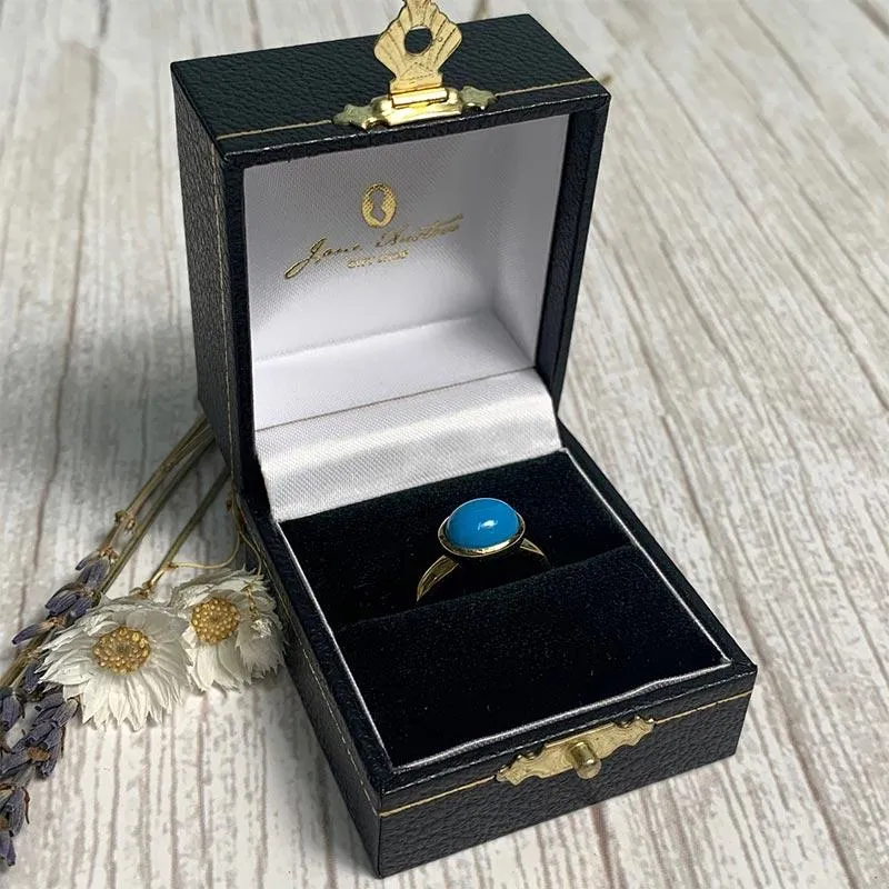 OLD DESIGN Jane Austen's Ring Replica - Turquoise and Gold-Plated Silver | Exclusive Collection