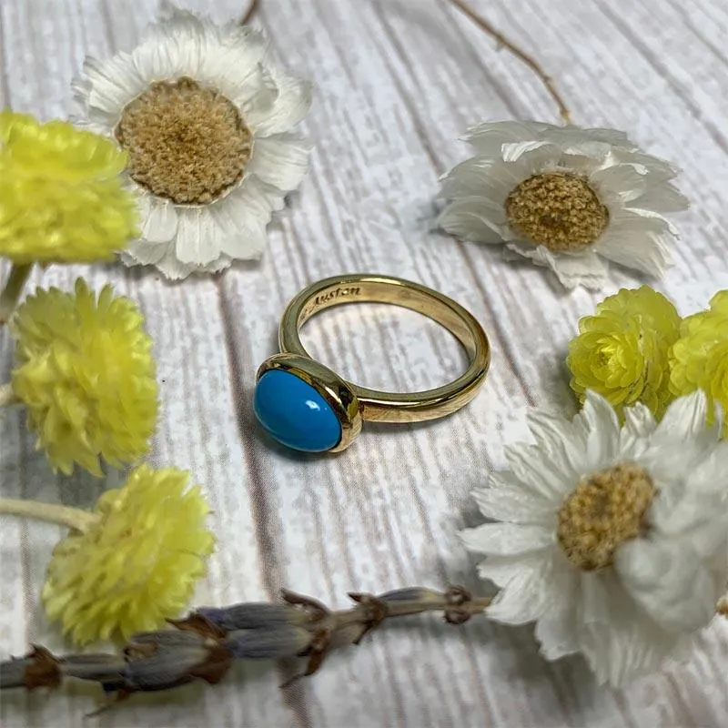 OLD DESIGN Jane Austen's Ring Replica - Turquoise and Gold-Plated Silver | Exclusive Collection