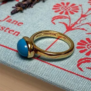 OLD DESIGN Jane Austen's Ring Replica - Turquoise and Gold-Plated Silver | Exclusive Collection