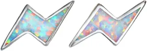 Opal Lightning Stud Earrings White Gold Plated Bolts Cartilage Piercing Stud Earring Trendy Jewelry Gifts for Women Bff Sensitive Ears