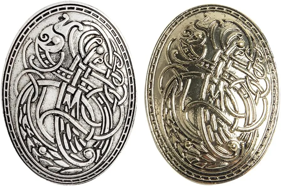 Opexicos 2Pcs Viking Age Oval Brooch Turtle Amulet Sweden Pin Talisman