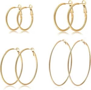 PABBEU Silver Hoop Earrings Large 316L Stainless Steel Earrings Lightweight Silver Earrings Hypoallergenic Big Thin Silver Earrings for Women s Boucle Doreille Femme 25/30/40/50/60/70mm
