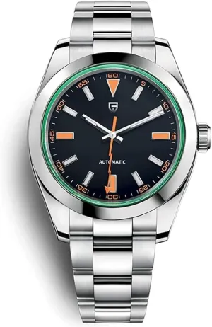 Pagani Design Watch for Men, Mens Automatic Watch  NH35 Movement, 100M Waterproof, Stainless Steel, Sapphire Crystal, Luminous Dial, Elegant & Reliable Timepiece. (Silver Black)