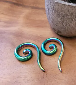 Pair Rainbow Steel 0g 2g 4g 6g 8g Plugs Spirals Tapers Pinchers Horseshoes Gauges Hangers for Ears Septum