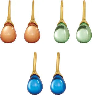 Palm Beach Jewelry Colorful Crystal Goldtone Drop Earrings, 3-Piece Set