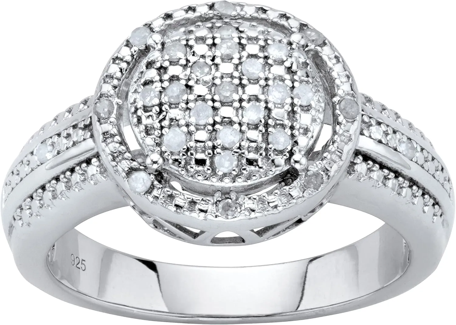 PalmBeach Platinum-plated Sterling Silver Round Genuine Diamond Engagement Ring (1/7 cttw, I Color, I3 Clarity) Sizes 6-10 Size 6