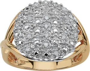 PalmBeach Yellow Gold-plated Sterling Silver Round Genuine Diamond Pave Cluster Ring (1/6 cttw, I Color, I3 Clarity) Sizes 5-10