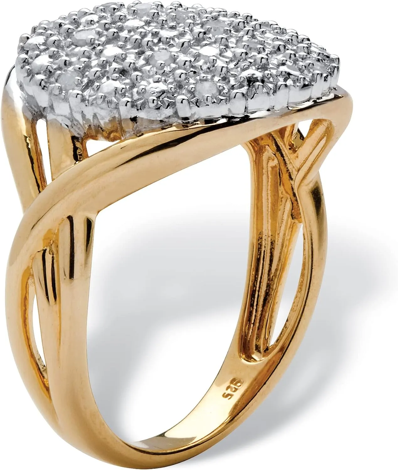 PalmBeach Yellow Gold-plated Sterling Silver Round Genuine Diamond Pave Cluster Ring (1/6 cttw, I Color, I3 Clarity) Sizes 5-10