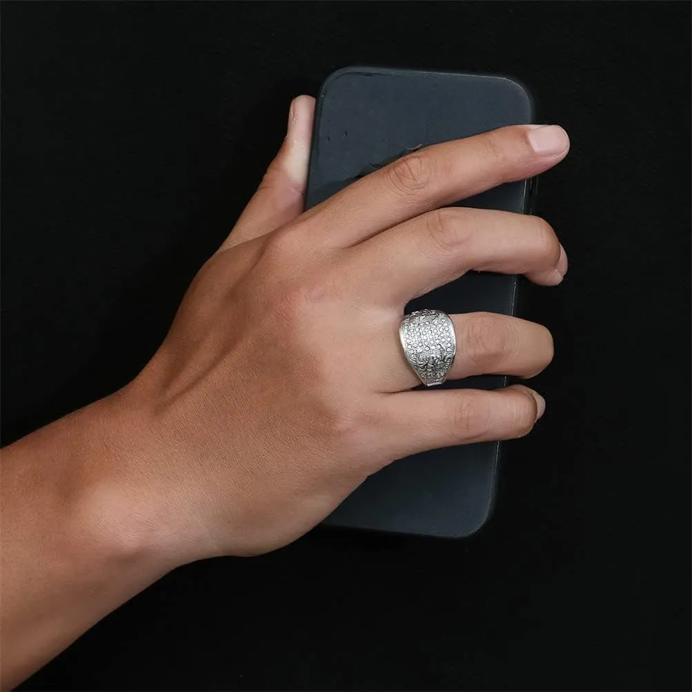 PAMTIER Stainless Steel Gothic Biker Gemstone Ring Hip Hop Style for Men Women