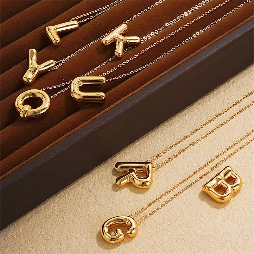 PANSHI Gold Initial Necklaces for    Layered Choker Bubble Letter Necklace Gold Jewelry Teen Gift Trendy Stuff Personalized Gifts for Women Her
