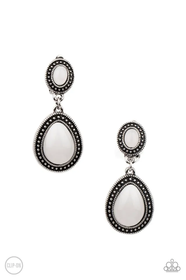 Paparazzi Earring ~ Carefree Clairvoyance - White