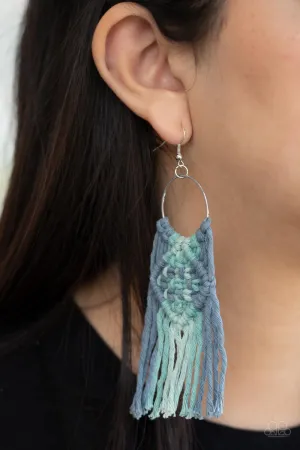 Paparazzi Earring ~ Macrame Rainbow - Blue