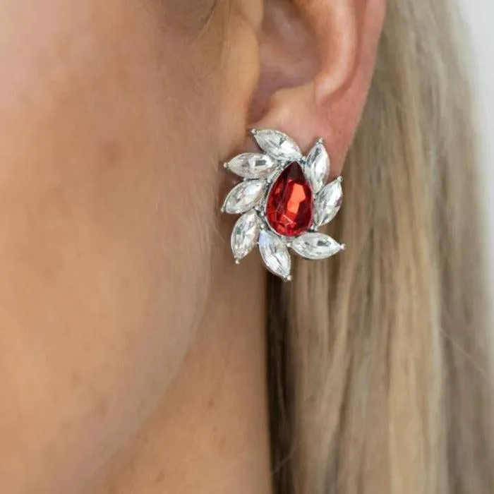 Paparazzi Sophisticated Swirl Red Clip-On Earrings