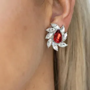Paparazzi Sophisticated Swirl Red Clip-On Earrings