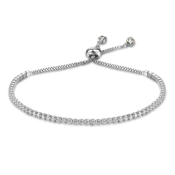 Party Jewelry Adjustable Bracelet For Women 2mm Cubic Zirconia Gold Color Blacelets & Bangles Gift For Her (JewelOra BA101437)