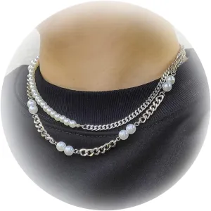 Pearl Choker Necklaces for Men White Pearl Necklace Set Gold Chain Layered Necklace Trendy Pearl Jewelry for Men Birthday Gifts for Boyfriend