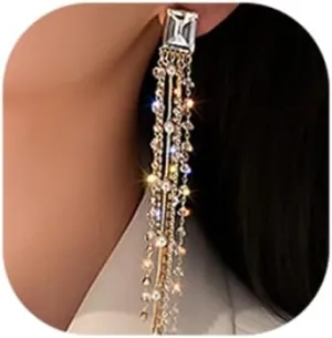 Pearl Rhinestone Tassel Earrings Fashion Crystal Long Chain Earrings Drop Dangle Earrings Jewelry for Women