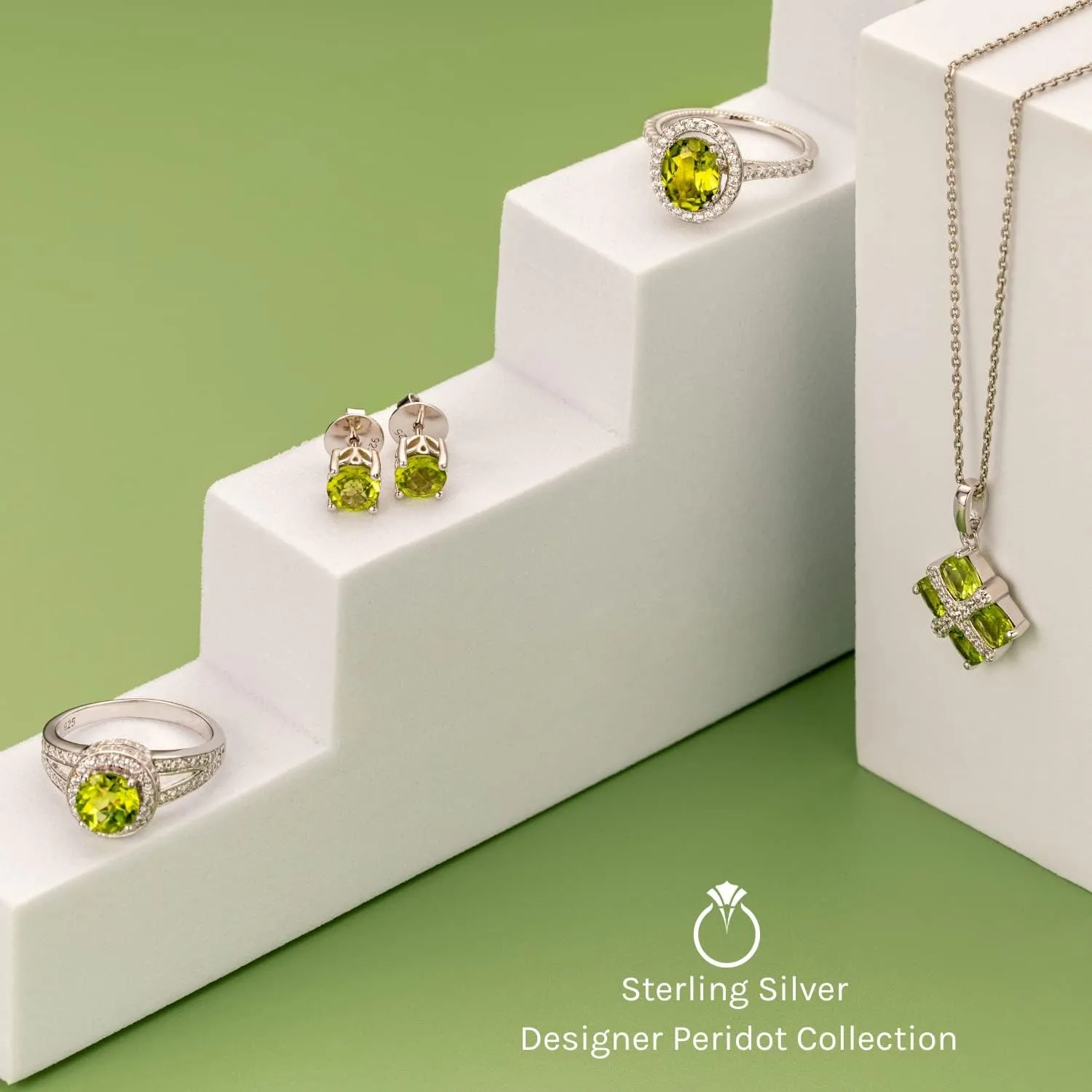 PEORA Sterling Silver Wave Pendant Necklace for Women in Various Gemstones, Pear Shape 7x5mm, with 18 inch Italian Chain