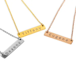 Personalized Engraved Bar Necklace Custom Name Jewelry for Men and Women, Rose Gold, Silver Finish Handcrafted Unisex Pendant for Couples, Weddings, Eco-Friendly Gift Bridesmaid Gift Idea