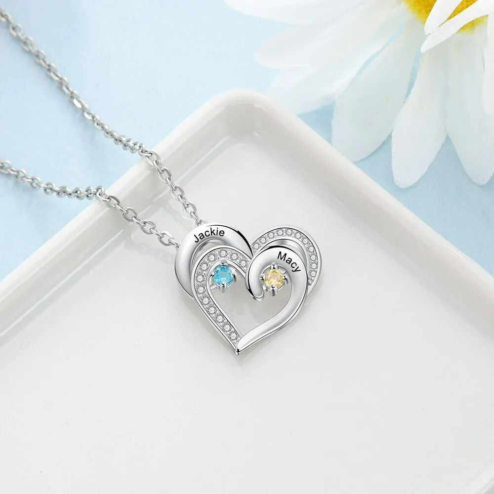 Personalized Mother Pendant 2 Stones 2 Names