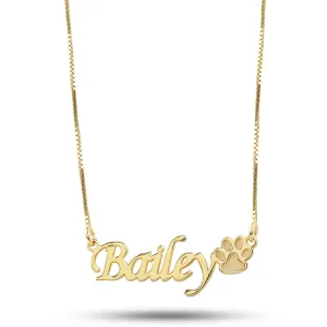 Personalized Pet Name Necklace,925 Sterling Silver Handmade Pendant, Paw Print Necklaces for Pet Lovers, Dog Mom Necklace for Women, Custom Dog Necklace for Women, Pet Necklace Personalized