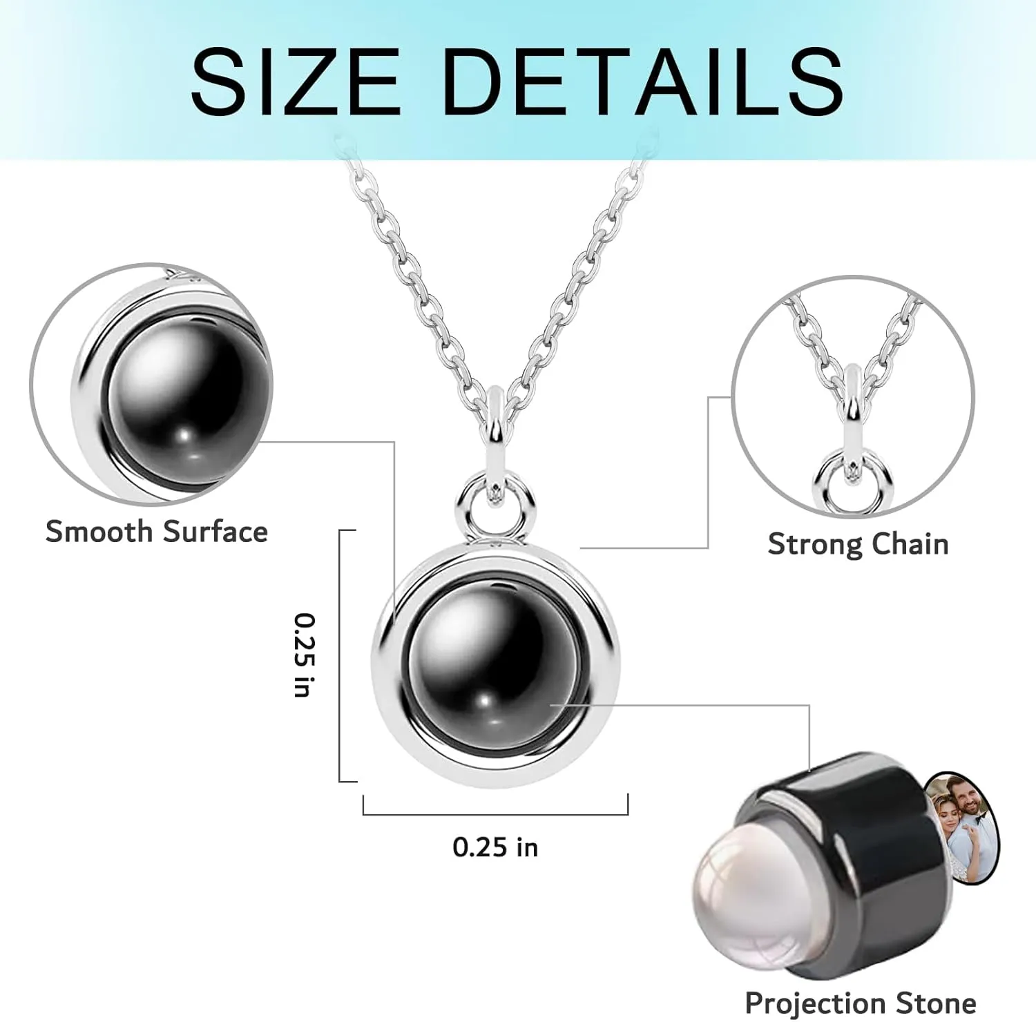 Picture Necklace Personalized for Women - Customized Photo Projection Necklace Round Pendant Necklace - Birthday Anniversary Memorial Gifts Girlfriend Wife Mother Daughter