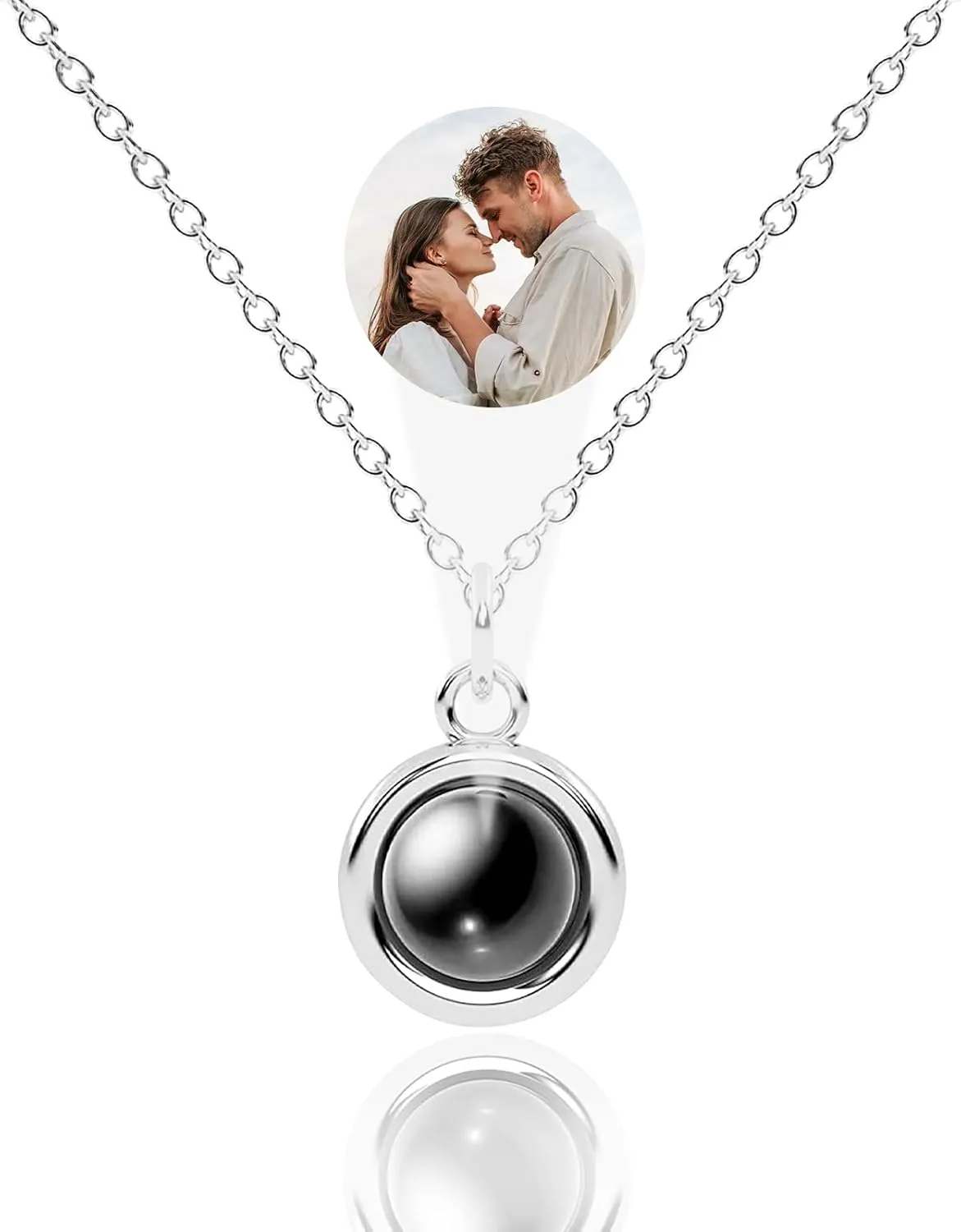 Picture Necklace Personalized for Women - Customized Photo Projection Necklace Round Pendant Necklace - Birthday Anniversary Memorial Gifts Girlfriend Wife Mother Daughter