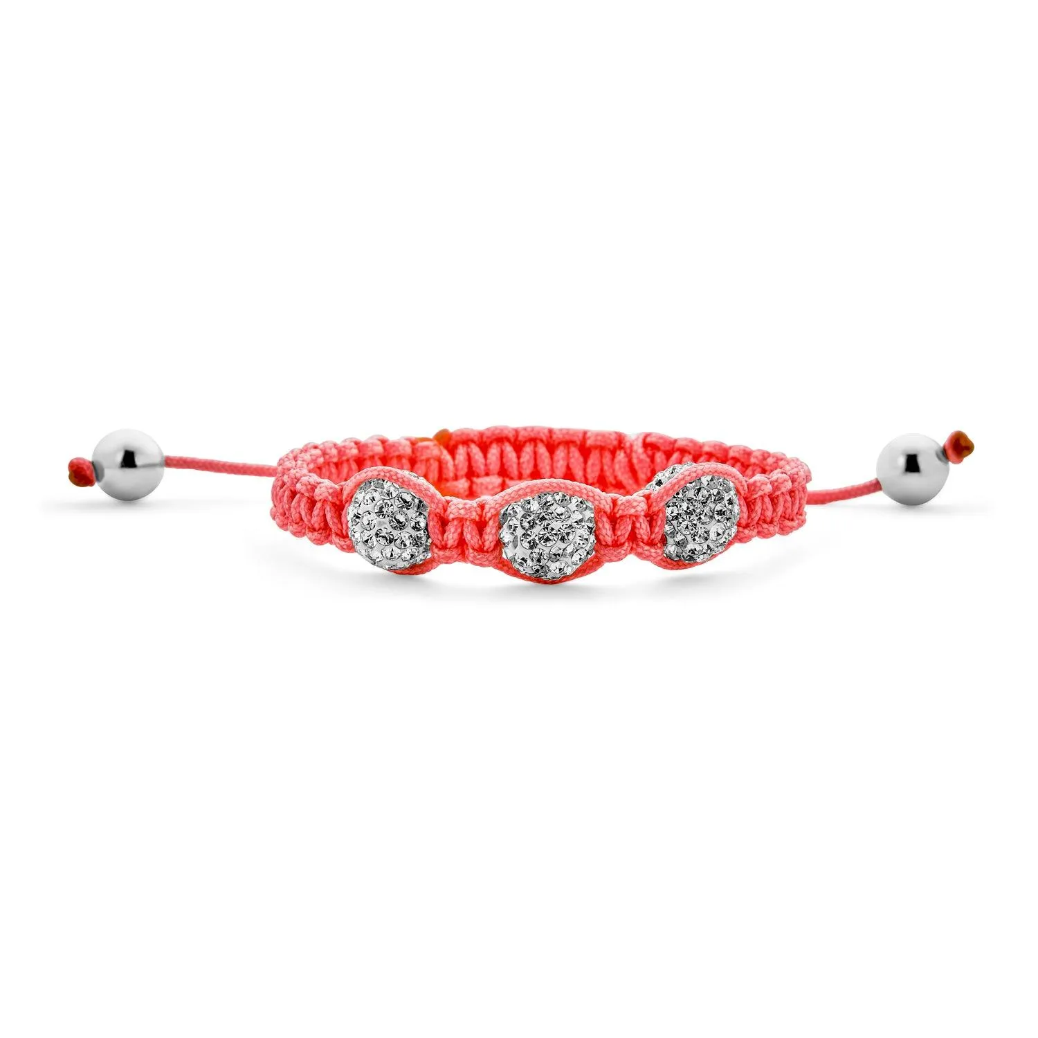 Pink Black Crystal Ball Strand Bracelet for Small Wrist Stackable Cord Design