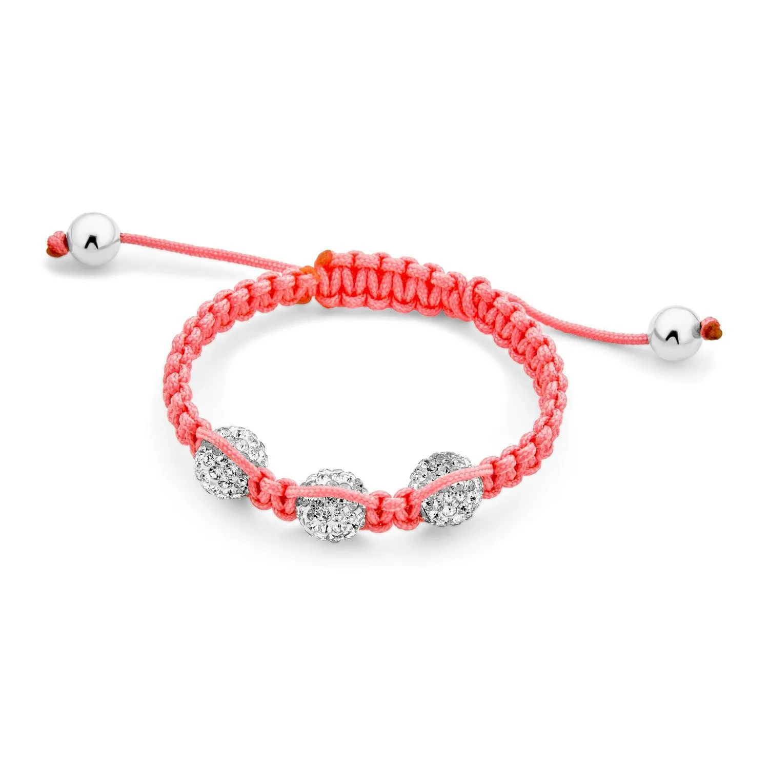 Pink Black Crystal Ball Strand Bracelet for Small Wrist Stackable Cord Design