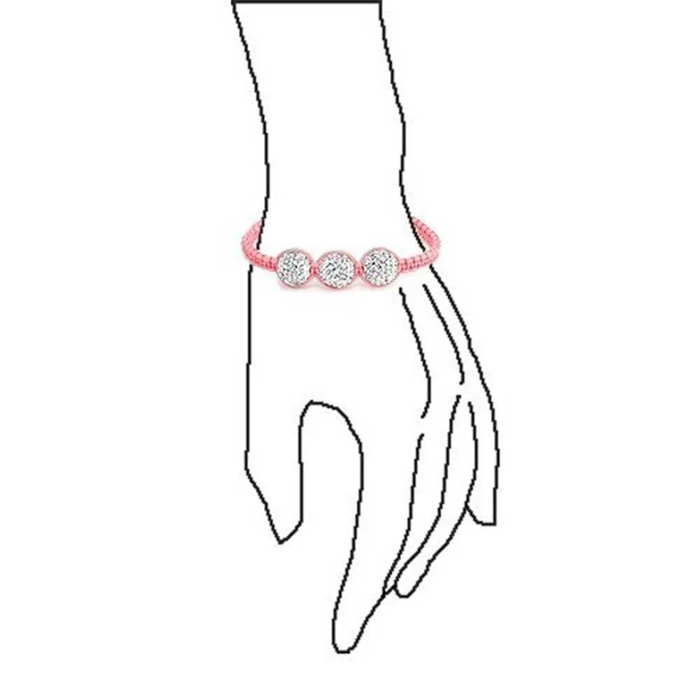 Pink Black Crystal Ball Strand Bracelet for Small Wrist Stackable Cord Design
