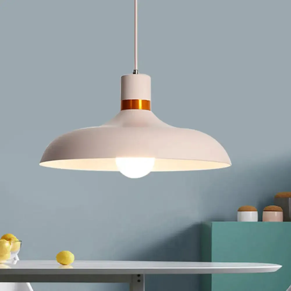 Pink Minimalist 1-Light Aluminum Barn Pendant Light Kit for Dining Table