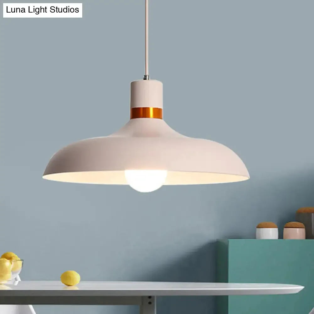 Pink Minimalist 1-Light Aluminum Barn Pendant Light Kit for Dining Table