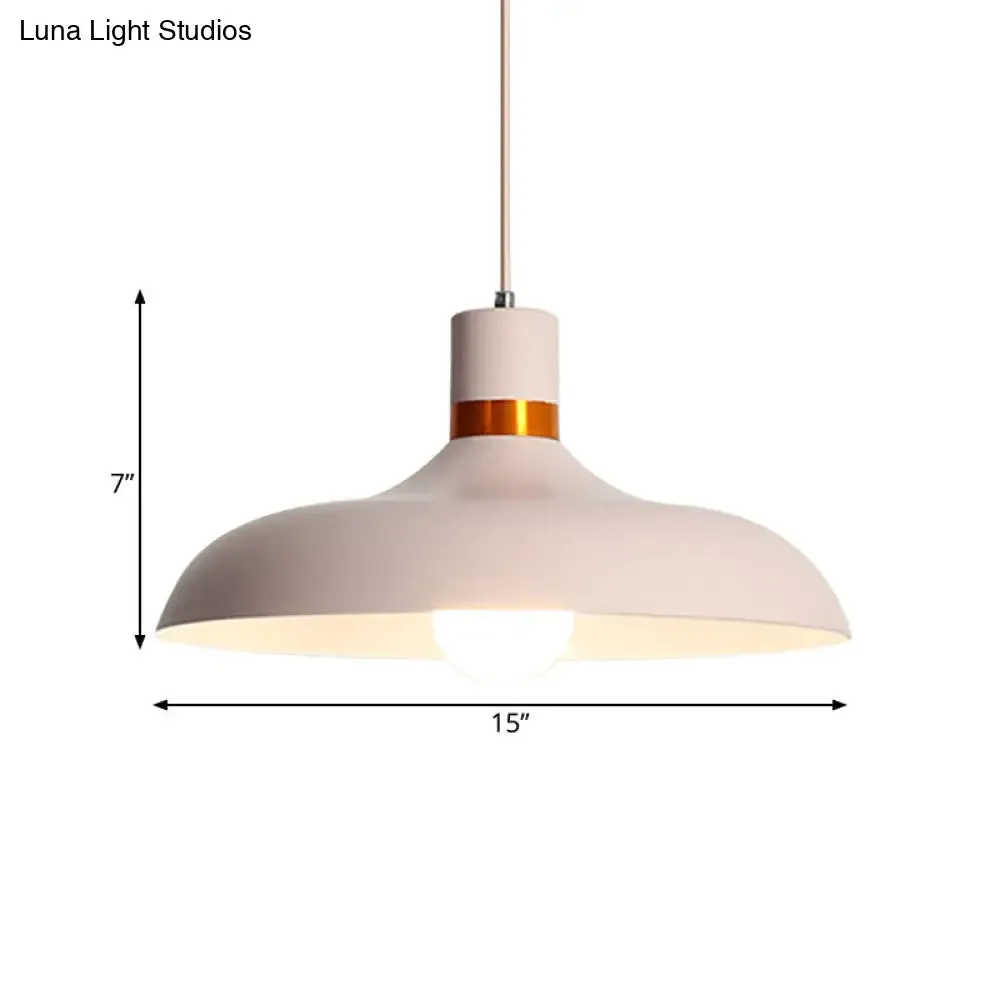 Pink Minimalist 1-Light Aluminum Barn Pendant Light Kit for Dining Table