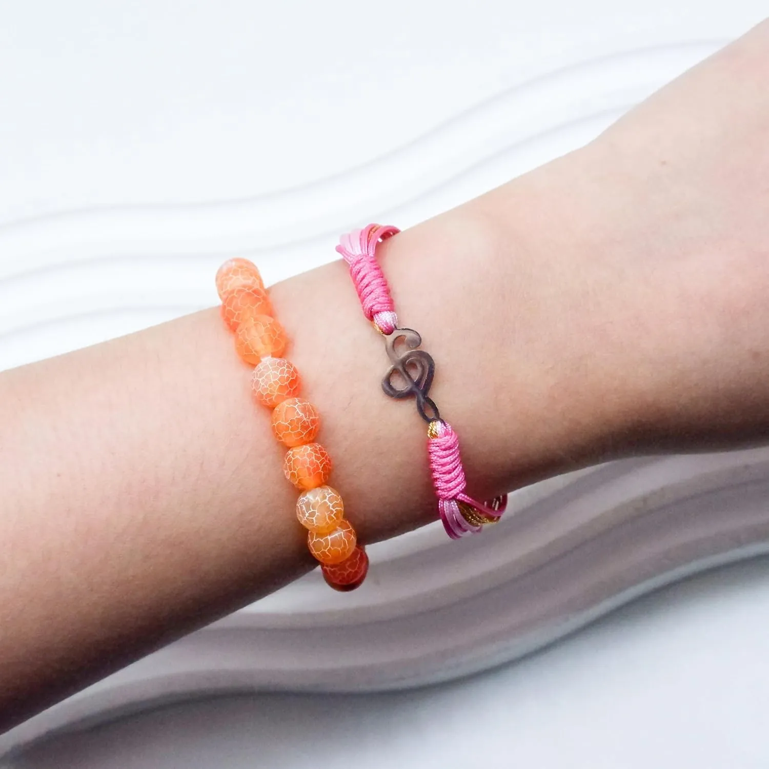 Pink Music Note Bracelet, Graduation Bracelet, Back to School Gift, Lucky Protection String, Inspirational Gift for High School College for Her, Daughter, Friend (Pink Music Note)