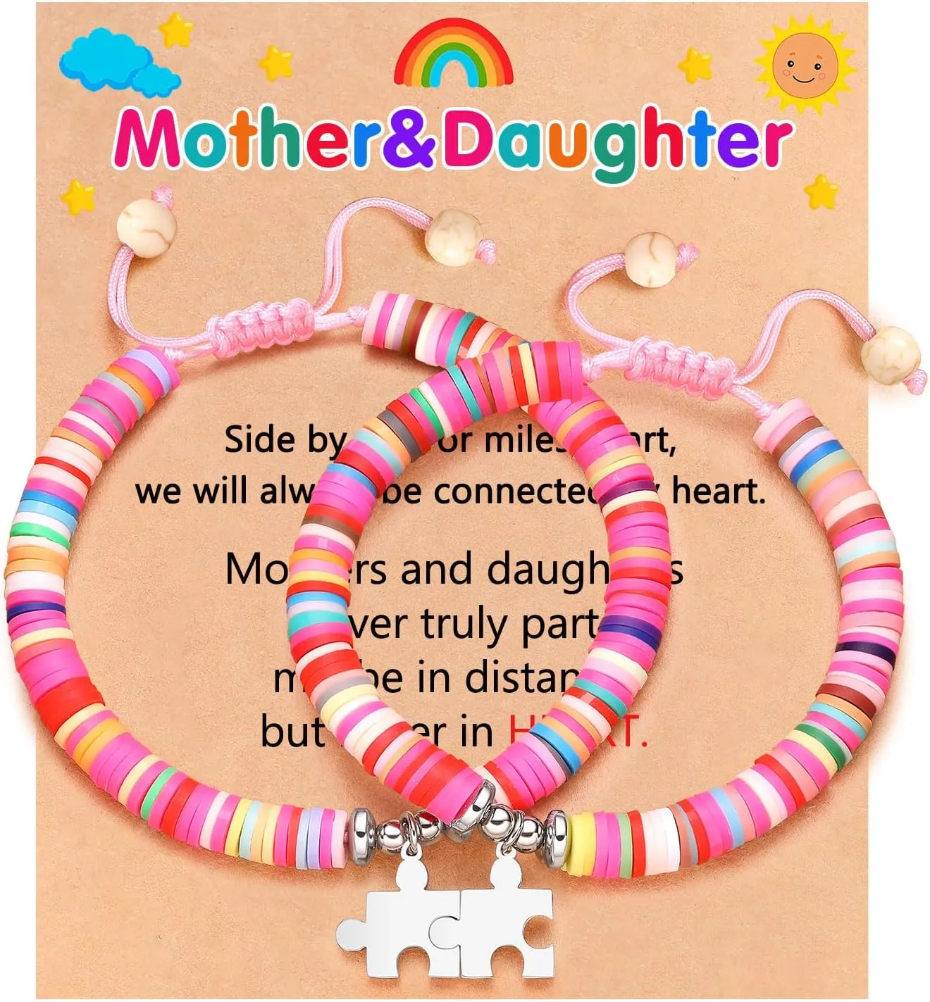 PINKDODO Puzzle Pieces Matching Bracelets Gifts for Best Friend Mother Daughter on Birthday Christmas Valentines Day