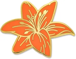 PinMart's Orange Tiger Lily Flower Boutonniere Trendy Enamel Lapel Pin