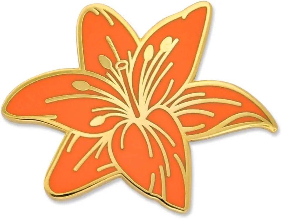 PinMart's Orange Tiger Lily Flower Boutonniere Trendy Enamel Lapel Pin