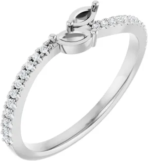 Platinum 2 Two-Stone Diamond Semi-Mount Family Freeform Bypass Fashion Ring Fine Jewelry For Women Gifts For Her (Mounting Only, Not All Stones Included, 1/10 cttw), Size 7