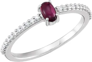 Platinum 5x3mm Oval Shape Cabochon Pink Tourmaline and 1/8 cttw Diamond Halo-Style Fashion Ring Fine Jewelry For Women Gifts For Her, Size 7