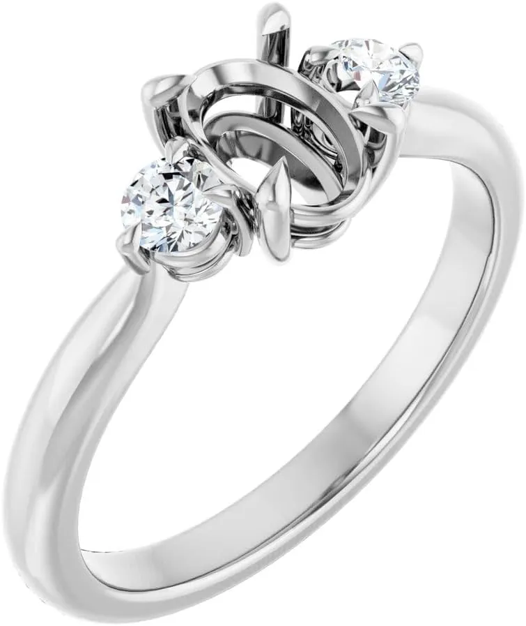 Platinum 7x5mm Oval Shape Diamond Semi-Mount Bridal Wedding Engagement Anniversary Band Ring Fine Jewelry For Women Gifts For Her (Mounting Only, Not All Stones Included, 1/5 cttw), Size 7