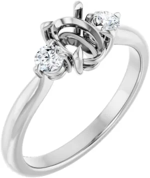 Platinum 7x5mm Oval Shape Diamond Semi-Mount Bridal Wedding Engagement Anniversary Band Ring Fine Jewelry For Women Gifts For Her (Mounting Only, Not All Stones Included, 1/5 cttw), Size 7