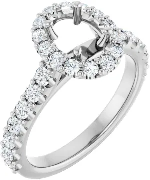 Platinum 7x5mm Oval Shape Diamond Semi-Mount Bridal Wedding Engagement Anniversary Band Ring Fine Jewelry For Women Gifts For Her (Mounting Only, Not All Stones Included, 3/4 cttw), Size 7