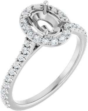 Platinum 7x5mm Oval Shape Diamond Semi-Mount Bridal Wedding Engagement Anniversary Band Ring Fine Jewelry For Women Gifts For Her (Mounting Only, Not All Stones Included, 3/8 cttw), Size 7